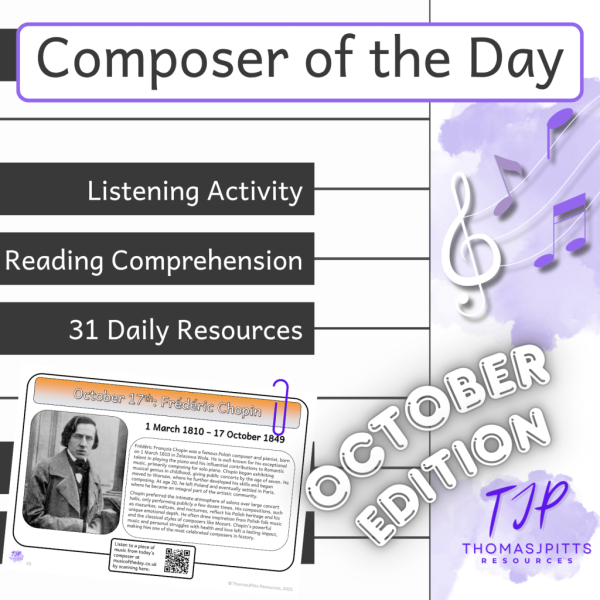 🎼 October Composers – Daily Music & Reading Comprehension (Ages 8+)