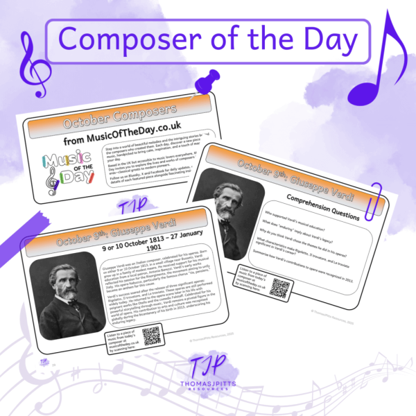 🎼 October Composers – Daily Music & Reading Comprehension (Ages 8+)