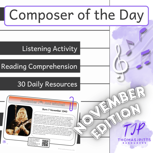 🎼 November Composers – Daily Music & Reading Comprehension (Ages 8+)
