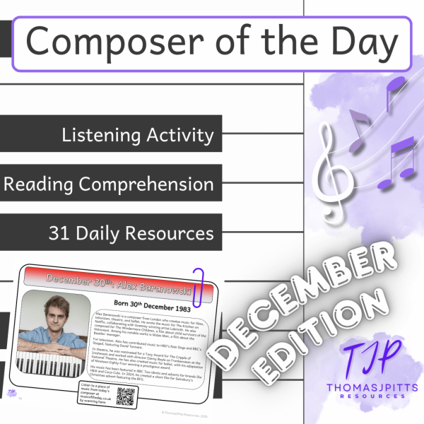 🎼 December Composers – Daily Music & Reading Comprehension (Ages 8+)