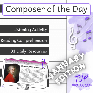 🎼 January Composers – Daily Music & Reading Comprehension (Ages 8+)