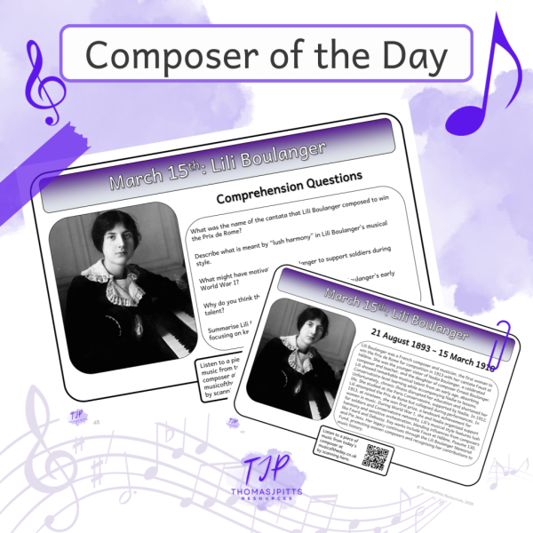 🎼 March Composers – Daily Music & Reading Comprehension (Ages 8+)