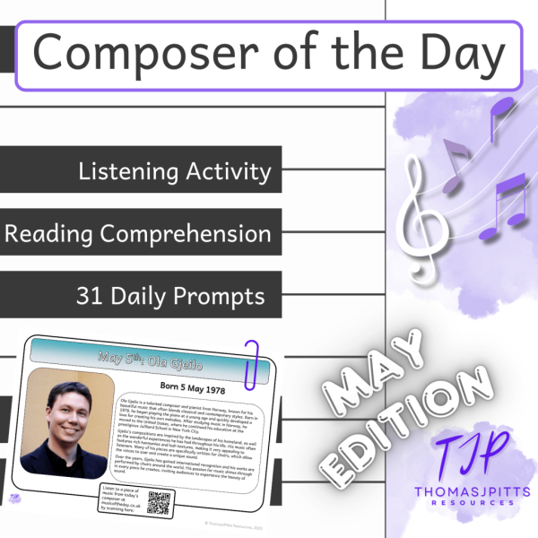 🎼 May Composers – Daily Music & Reading Comprehension (Ages 8+)