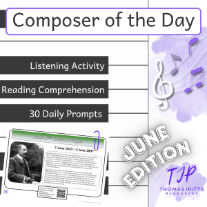 🎼 June Composers – Daily Music & Reading Comprehension (Ages 8+)