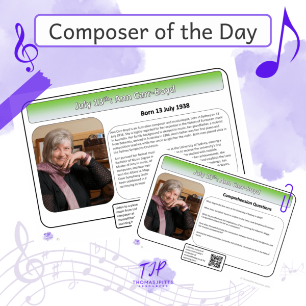 🎼 July Composers – Daily Music & Reading Comprehension (Ages 8+)