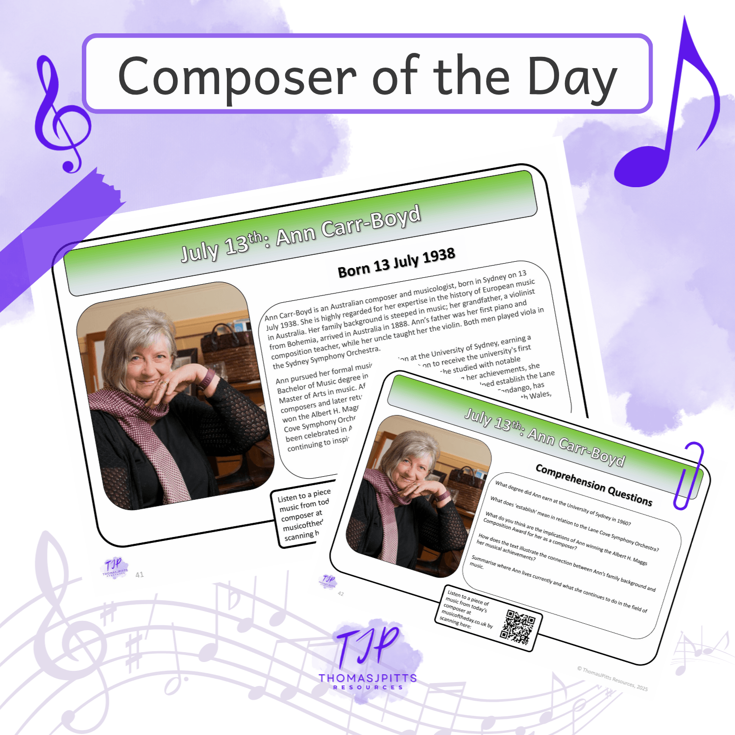 🎼 July Composers – Daily Music & Reading Comprehension (Ages 8+) - Image 2