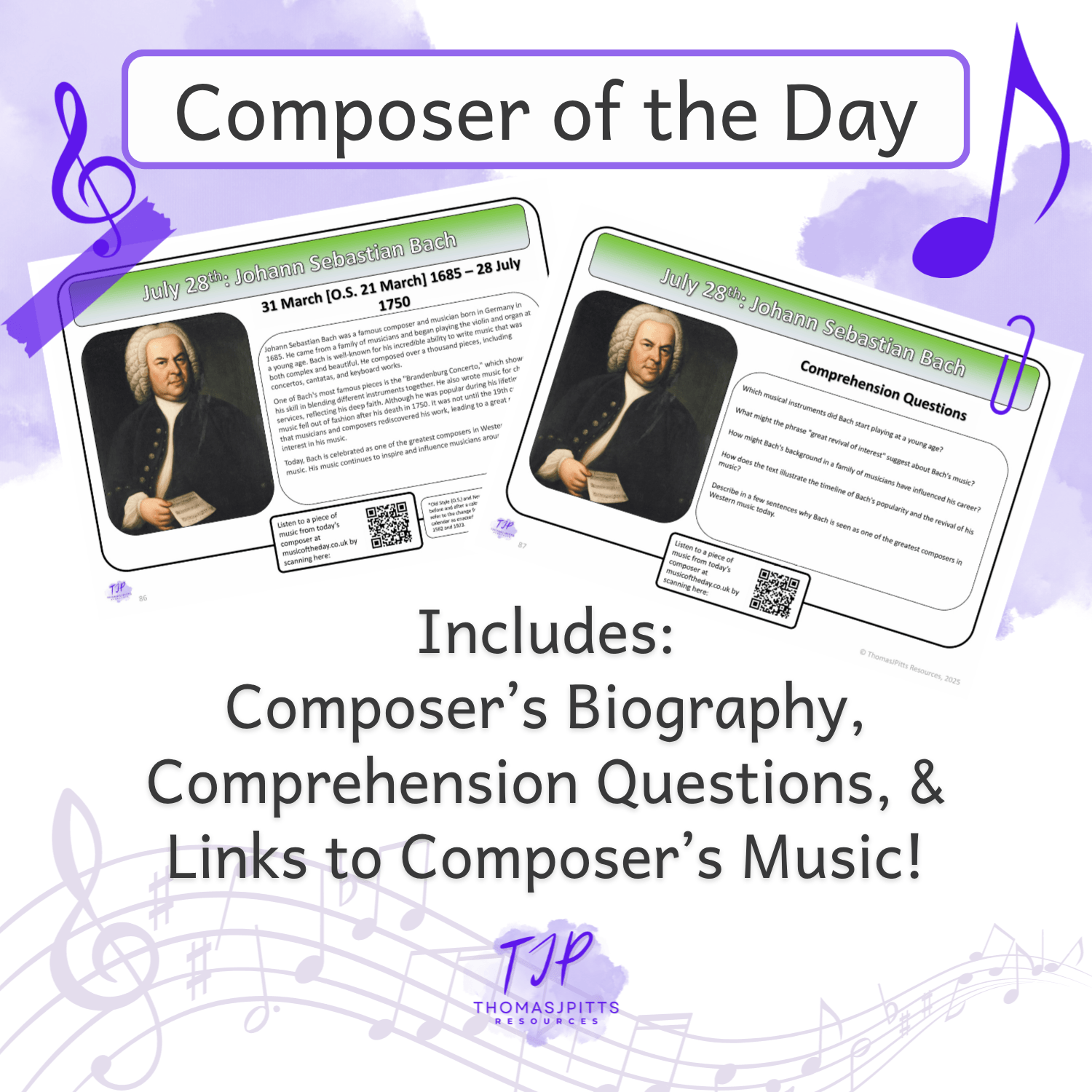🎼 July Composers – Daily Music & Reading Comprehension (Ages 8+) - Image 3
