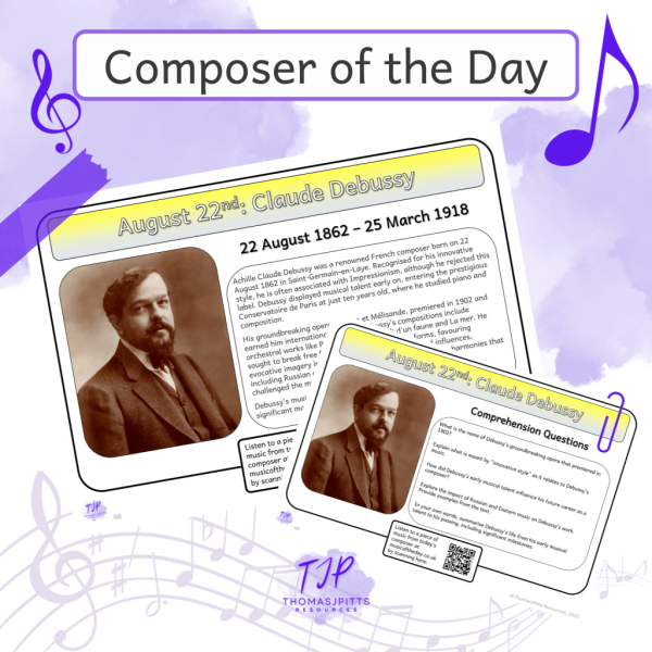 🎼 August Composers – Daily Music & Reading Comprehension (Ages 8+)