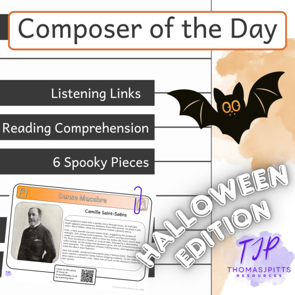 Halloween Classical Music Reading Comprehension Pack – 6 Spooky Pieces